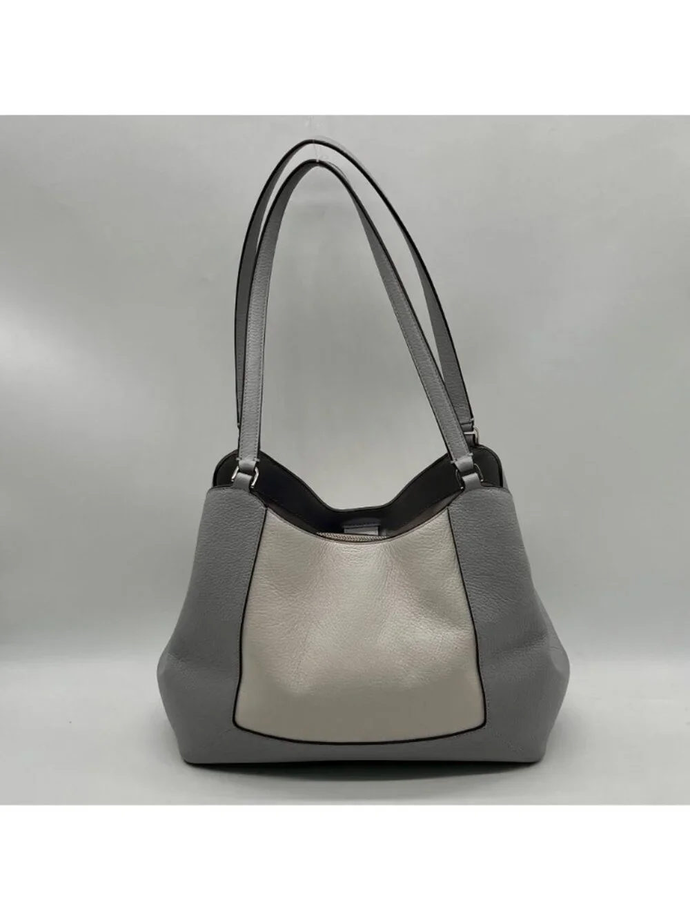 Kate Spade Gray And Cream Pebbled Leather Satchel Set